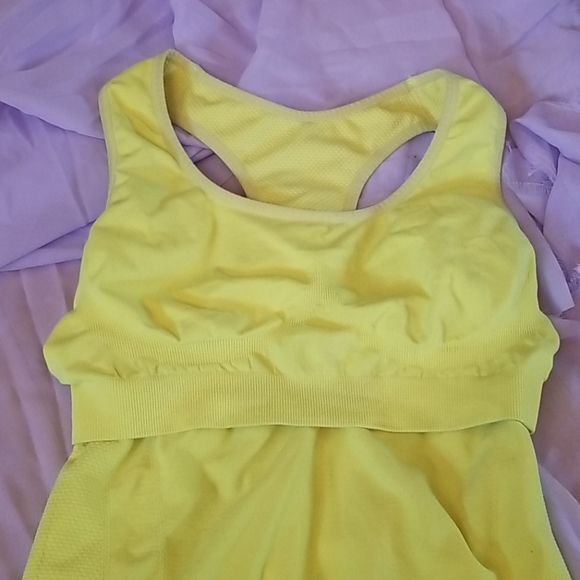 Women's Neon Yellow Racerback Work-Out Tank - Picture 5 of 5